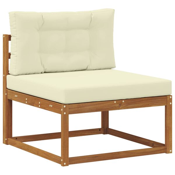 vidaXL Conjunto de sof&aacute;s de exterior con coj&iacute;n 9 pcs Natural y Crema