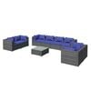 vidaXL Set de muebles de jard&iacute;n 9 pzas y cojines rat&aacute;n sint&eacute;tico gris