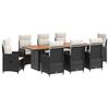 vidaXL Juego de comedor para exteriores 9 uds. Negro y Blanco Crema
