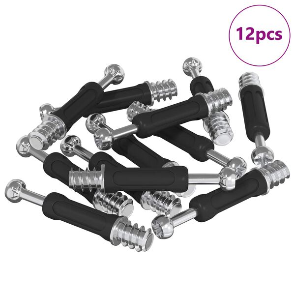 vidaXL Tornillo de Cerradura de Caj&oacute;n 12 pcs Plata y Negro M6 x 40 mm
