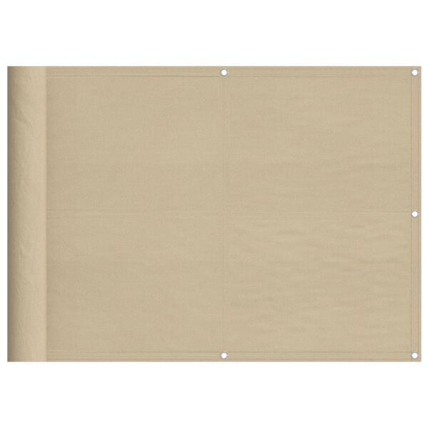 vidaXL Pantalla de balc&oacute;n 100% poli&eacute;ster Oxford beige 75x1000 cm