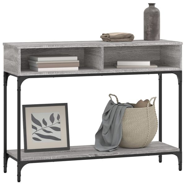 vidaXL Mesa consola madera de ingeniería gris Sonoma 100x30,5x75 cm