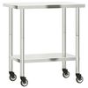 vidaXL Mesa de trabajo de cocina con ruedas acero inox 82,5x55x85 cm