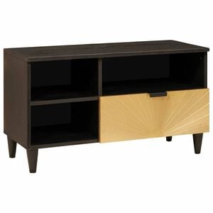 vidaXL Mueble de TV Negro y dorado 80 x 33 x 46 cm