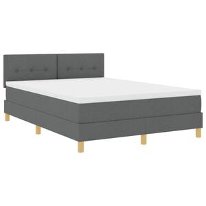 vidaXL Cama Box Spring LED con tiras LED Gris oscuro 140 x 200 cm tela
