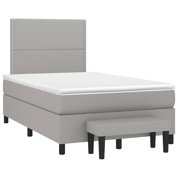 vidaXL Cama box spring con colch&oacute;n tela gris claro 120x190 cm