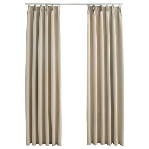 vidaXL Cortinas opacas con ganchos 2 unidades beige 140x225 cm