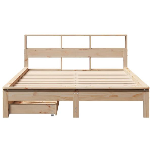 vidaXL Cama con estanter&iacute;a sin colch&oacute;n madera maciza de pino 140x200cm