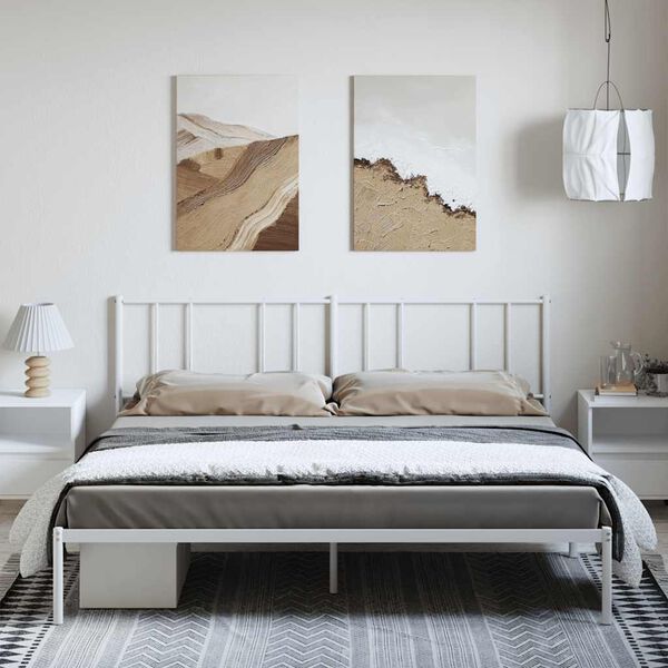 vidaXL Estructura cama sin colch&oacute;n con cabecero metal blanco 183x213cm