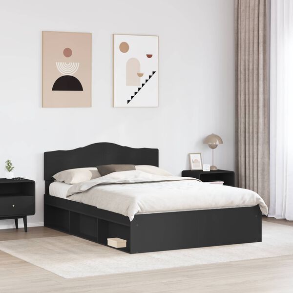vidaXL Estructura de cama Negro 150 x 200 cm Madera de pino macizo