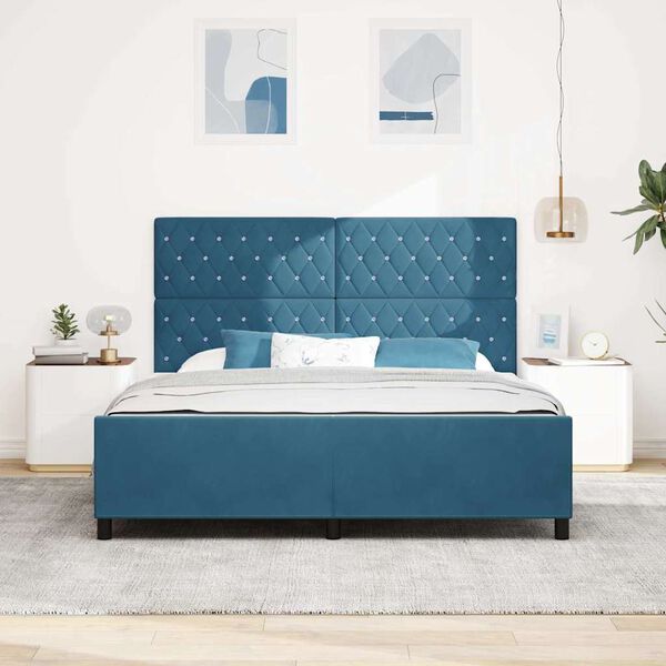 vidaXL Cama tipo Box Spring Azul Oscuro 180 x 200 cm Terciopelo