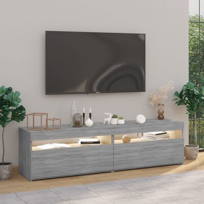 vidaXL Mueble de TV con luces LED 2 uds gris Sonoma 75x35x40 cm