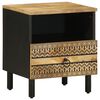 vidaXL Mesita de noche madera maciza de mango rugosa negro 40x33x46 cm