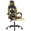 vidaXL Silla gaming giratoria reposapi&eacute;s cuero sint&eacute;tico negro dorado