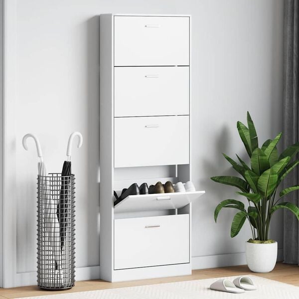 vidaXL Mueble zapatero blanco con 5 compartimentos