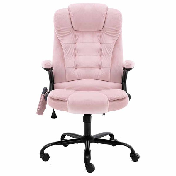 vidaXL Sill&oacute;n de oficina de masaje terciopelo rosa