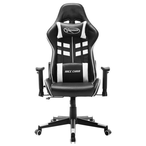 vidaXL Silla de gaming de cuero sint&eacute;tico negro y blanco