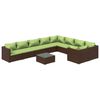vidaXL Set muebles de jardín 10 pzas y cojines ratán sintético marrón