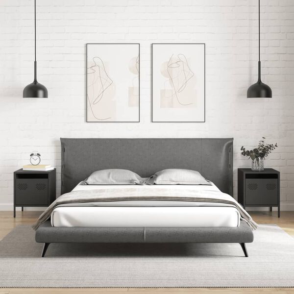 vidaXL Mesitas de noche 2 uds acero negra 35x39x43,5 cm