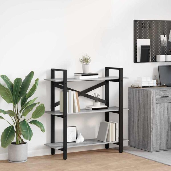 vidaXL Estante de libros Gris Sonoma 100 x 33,5 x 102 cm