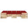 vidaXL Muebles de jard&iacute;n 10 piezas con cojines madera impregnada verde
