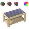 vidaXL Mesa de centro y LED madera ingenier&iacute;a roble Sonoma 93x53x45 cm