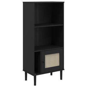 vidaXL Estanter&iacute;a SENJA aspecto rat&aacute;n madera pino negro 60x35x130 cm
