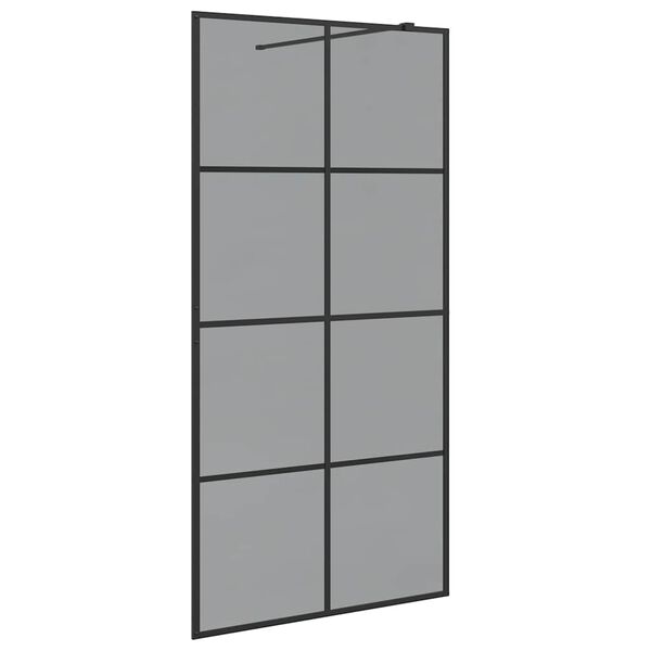 vidaXL Pared de Ducha Walk-in Negro 100 x 195 cm vidrio templado