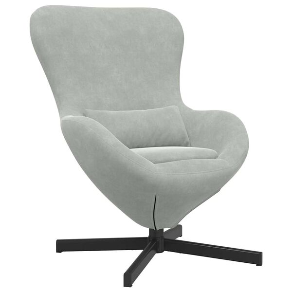 vidaXL Sill&oacute;n huevo Gris Claro 63 x 73 x 90 cm Terciopelo
