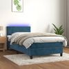 vidaXL Cama box spring colch&oacute;n y LED terciopelo azul oscuro 90x200 cm