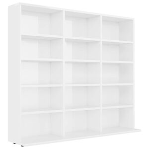 vidaXL Estanter&iacute;a CD madera contrachapada blanco brillo 100x23x89,5 cm