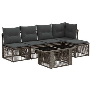 vidaXL Conjunto de sof&aacute;s de jard&iacute;n 6 uds. Gris rat&aacute;n sint&eacute;tico