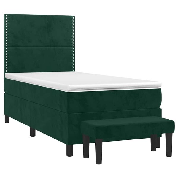 vidaXL Cama box spring con colch&oacute;n terciopelo verde oscuro 90x190 cm