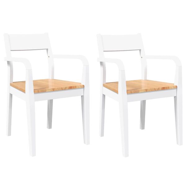 vidaXL Sillas de comedor 2 unidades madera maciza de caucho blanco