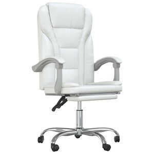 vidaXL Silla de oficina reclinable cuero sint&eacute;tico blanco