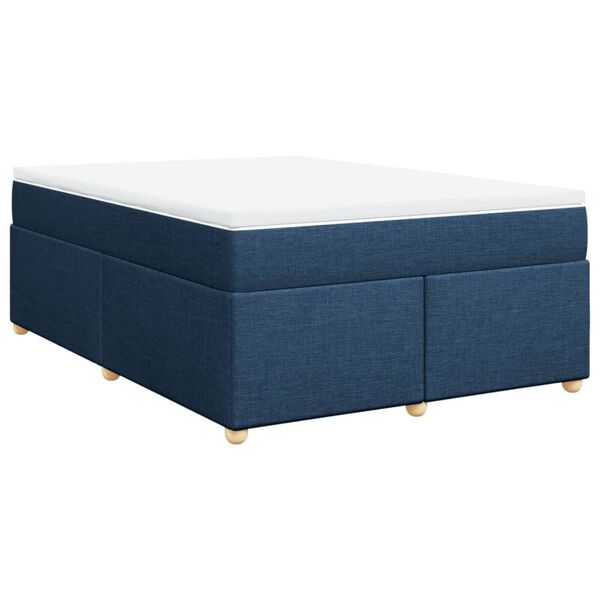 vidaXL Cama box spring con colch&oacute;n tela azul 140x200 cm