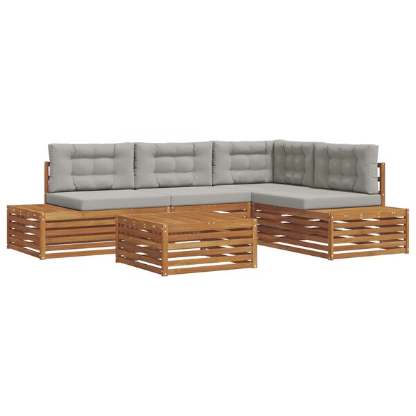 vidaXL Conjunto de sof&aacute;s de exterior 5 Pieza Gris Natural y Claro