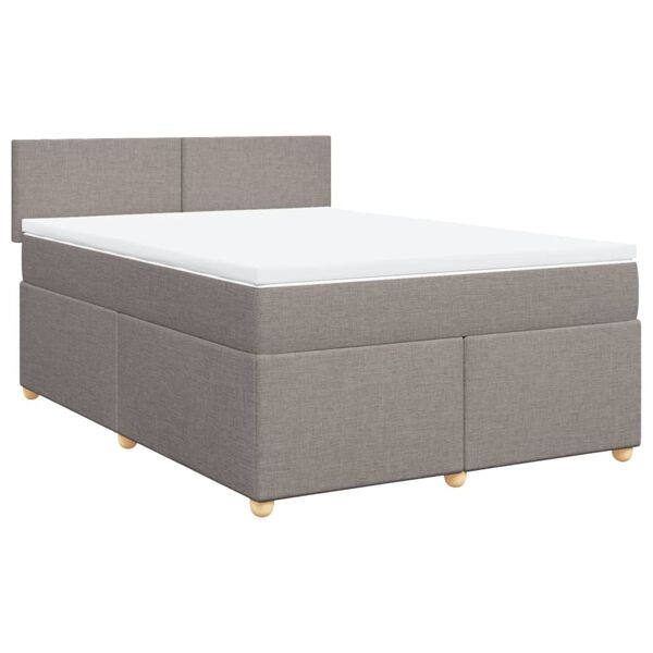 vidaXL Cama box spring con colchón tela gris taupe 140x200 cm
