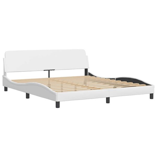 vidaXL Estructura de cama Dover cuero sint&eacute;tico blanco 180x200cm
