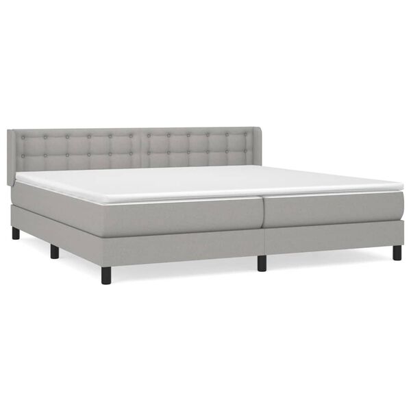 vidaXL Cama box spring con colch&oacute;n tela gris claro 200x200 cm