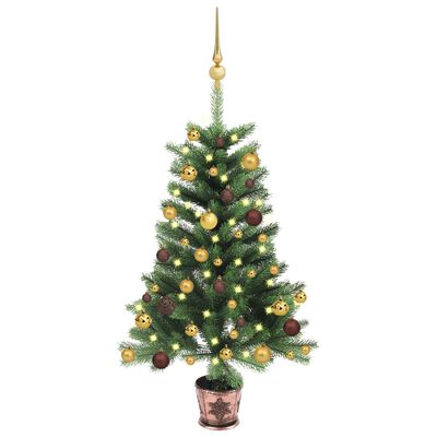 vidaXL Árbol de Navidad artificial con luces y bolas verde 90 cm