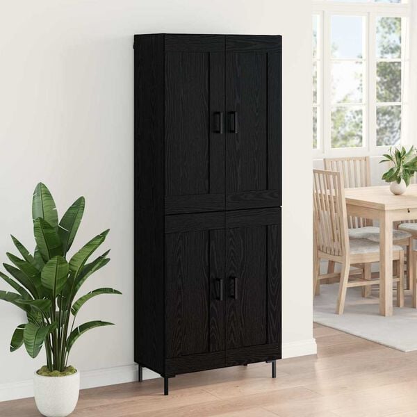 vidaXL Aparador alto 2 pcs Roble Negro Madera de ingenier&iacute;a