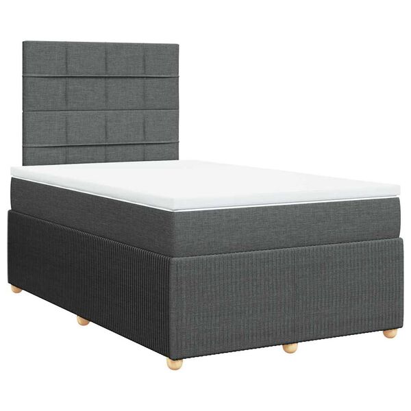 vidaXL Cama box spring con colch&oacute;n tela gris oscuro 120x190 cm