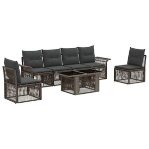 vidaXL Conjunto de sof&aacute;s de jard&iacute;n 7 uds. Gris y Gris Oscuro