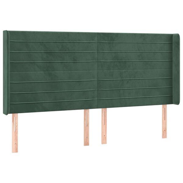 vidaXL Cabecero con LED de terciopelo verde oscuro 203x16x118/128 cm