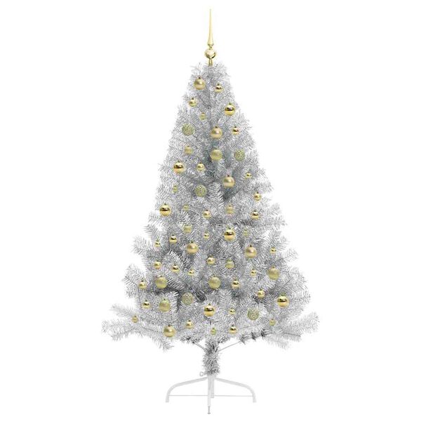 vidaXL &Aacute;rbol de Navidad Artificial Preiluminado Plateado 180 cm PET