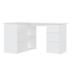 vidaXL Escritorio de esquina madera contrachapada blanco 145x100x76 cm