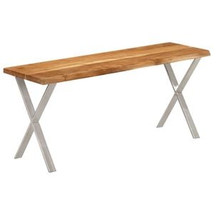 vidaXL Banco con borde natural madera de acacia maciza 105 cm