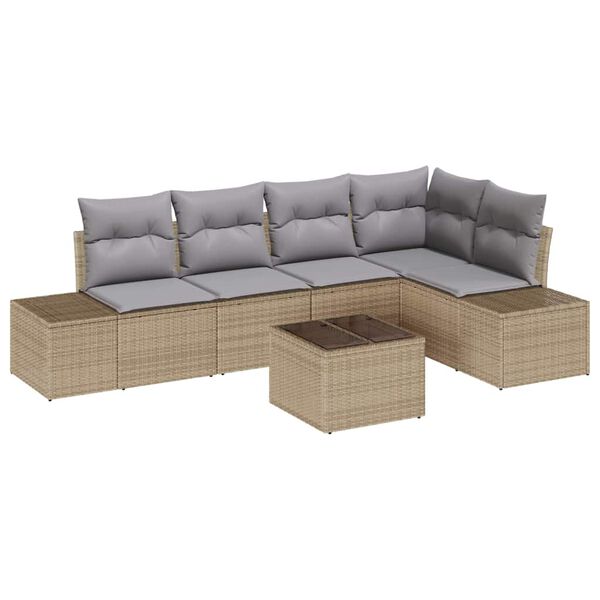 vidaXL Conjunto de sofá de jardín con cojín 6 pcs Beige y Gris Claro