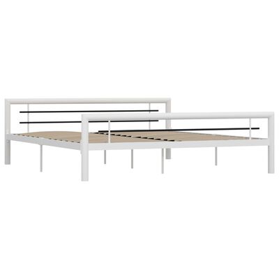 vidaXL Estructura de cama de metal blanco y negro 180x200 cm